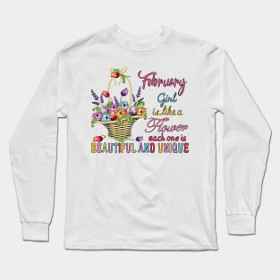 February Girl - Flower Basket Long Sleeve T-Shirt